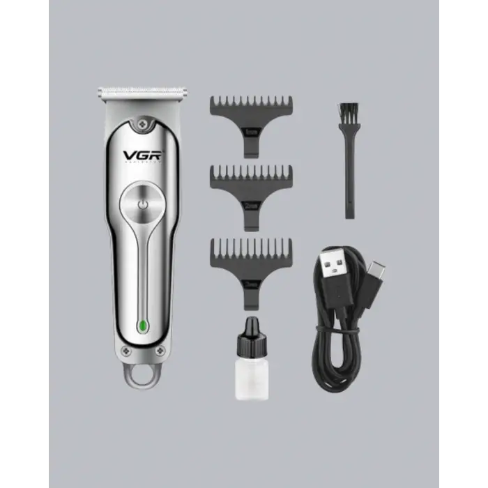 Profesyonel Gümüş Şarjlı Tıraş Makinesi – 3 Başlık, 120 Dakika Kullanım Süresi, Kompakt ve Hafif Tasarım