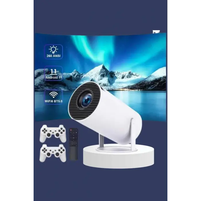 Projeksiyon Cihazı Video Oyun Konsolu Projektör Taşınabilir Ayaklı Çift Kollu 4K Çözünürlüklü