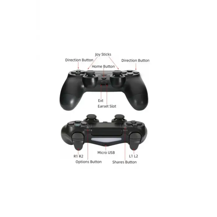Kablosuz PS4 Oyun Kolu | Wireless Joystick Gamepad | Titreşimli DualShock Uyumlu – Siyah