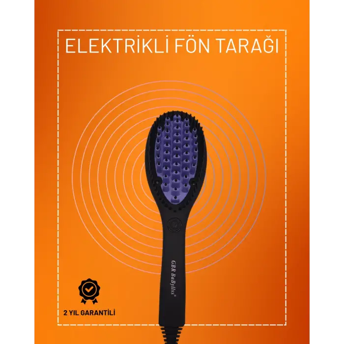 PTC Seramik Isı Ayarlı Saç Düzleştirme Fırçası – Siyah