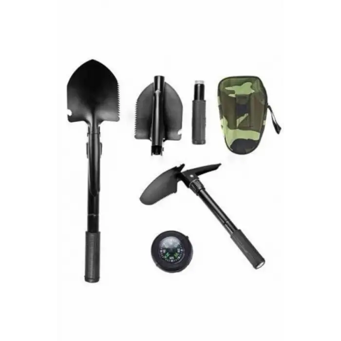 Pusulalı Katlanabilir Kazma Kürek Kamp Seti Kamp Küreği Portatif Çantalı
