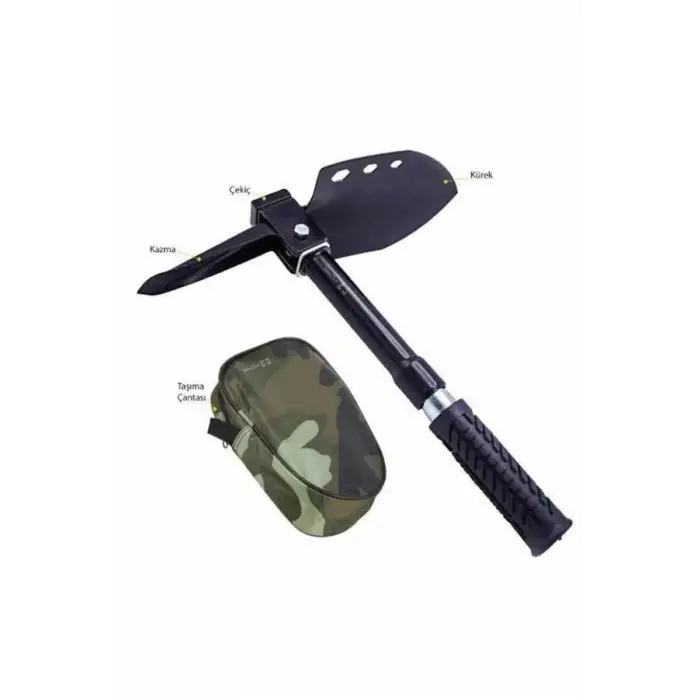 Pusulalı Katlanabilir Kazma Kürek Kamp Seti Kamp Küreği Portatif Çantalı