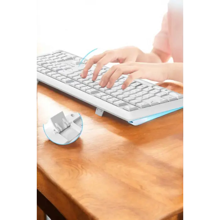 Q Klavye Beyaz Klavye Ve Mouse Seti Kablosuz USB Girişli