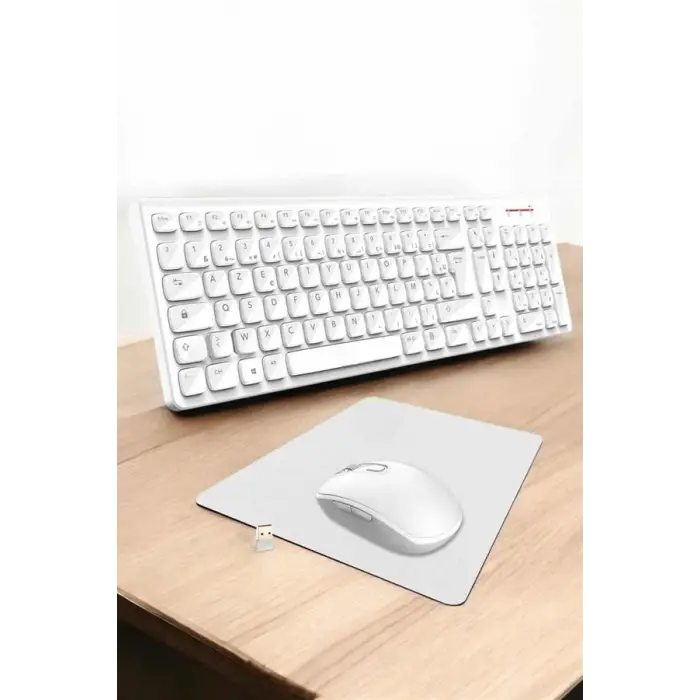Q Klavye Beyaz Klavye Ve Mouse Seti Kablosuz USB Girişli