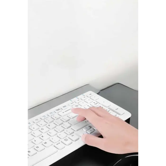 Q Klavye Beyaz Klavye Ve Mouse Seti Kablosuz USB Girişli