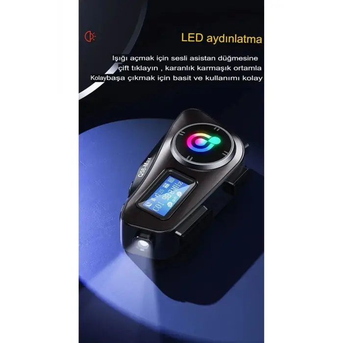 Q58-max Radyolu 2 Kişi Bağlantılı Bluetooth Kask Kulaklık Ekranlı Fenerli Müzik Ve Telsiz Intercom