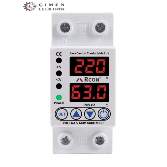RCON RCV 03 Voltaj Ve Akım Koruma  Regülatörü 220V