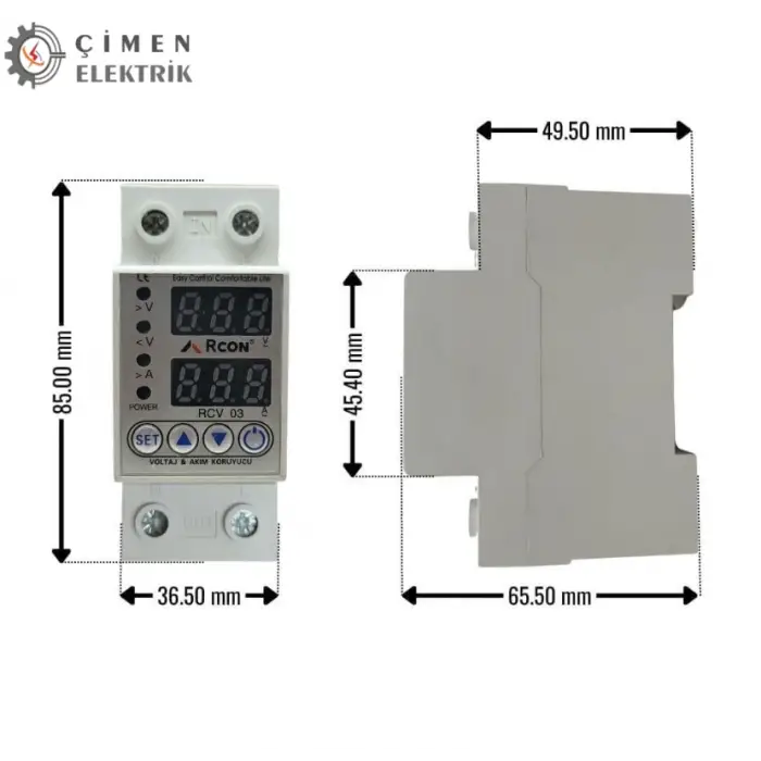 RCON RCV 03 Voltaj Ve Akım Koruma  Regülatörü 220V