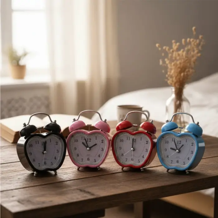 Renkli Kalp Masa Çalar Saati