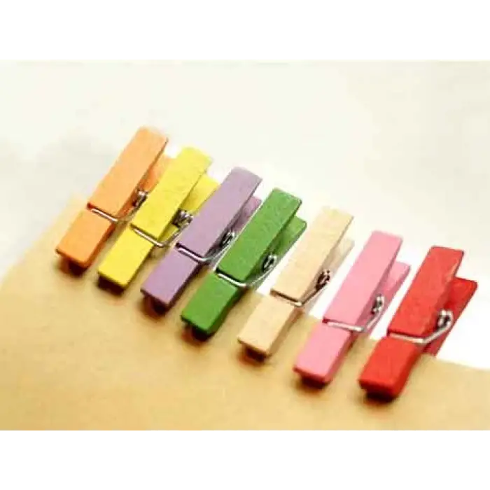 Renkli Mini Ahşap Mandal (336336)