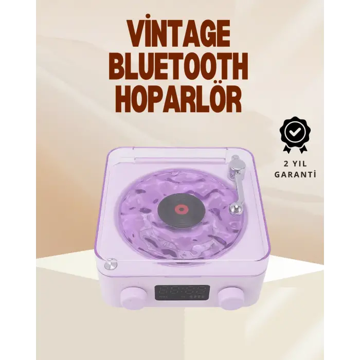 Retro Pikap Hoparlör – Şarjlı Kablosuz Projektör ve Gece Lambası