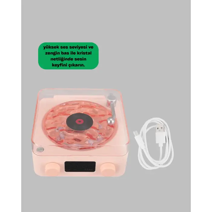 Retro Saatli Bluetooth Hoparlör – Gece Lambalı Kristal Ses Kalitesi