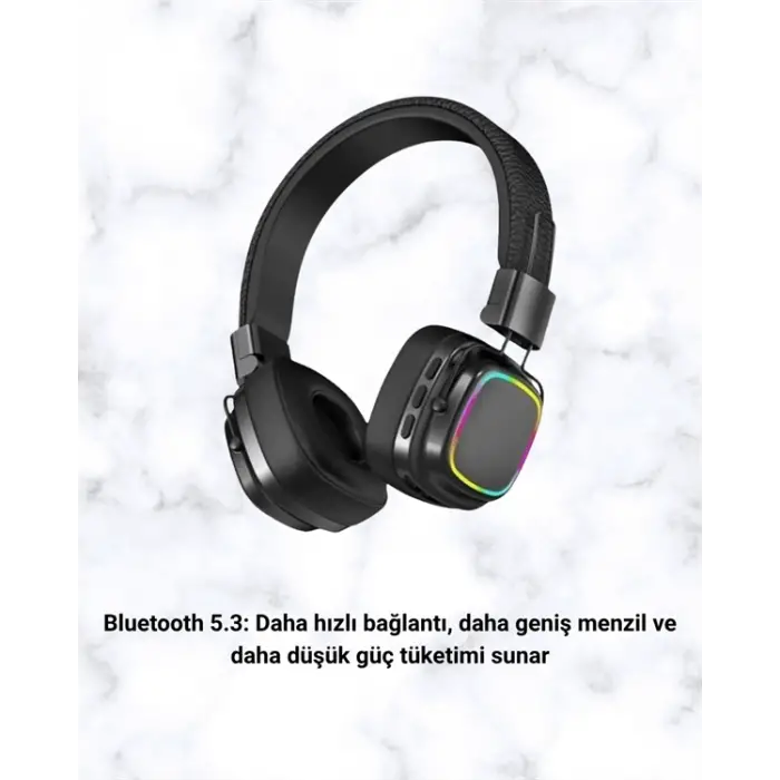 Rgb Işıklı Katlanabilir Bluetooth 5.3 Kulak Üstü Kulaklık