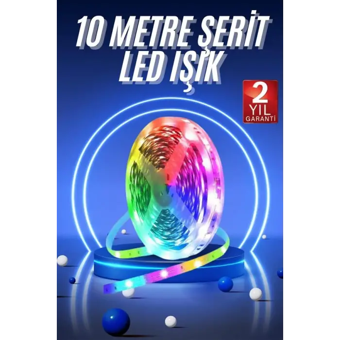 RGB Neon Şerit Led Lamba 10 Metre İç Mekan Tasarımına Uygun