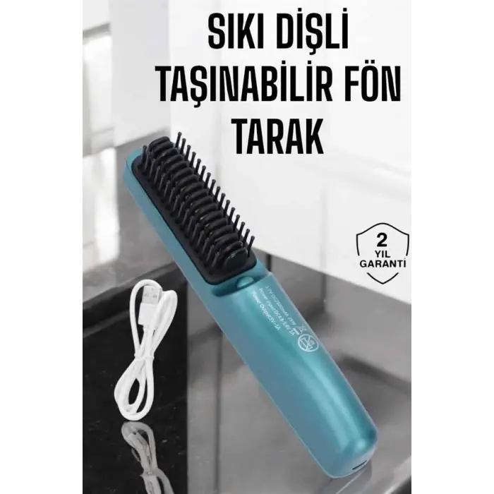 Saç Düzleştirici Fön Tarak Sıkı Dişli İyon Özelliği Şarjlı Taşınabilir