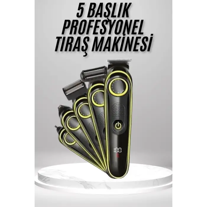Saç Sakal Vücut Tıraş Makinesi 5in1 Kablosuz Burun Kulak Tıraş Makinesi