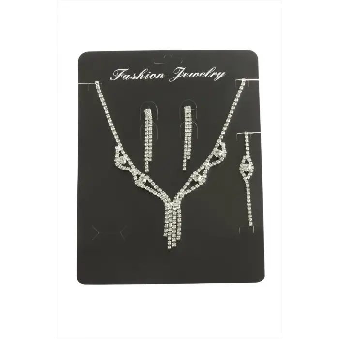 Sallantılı Taşlı Set Kolye