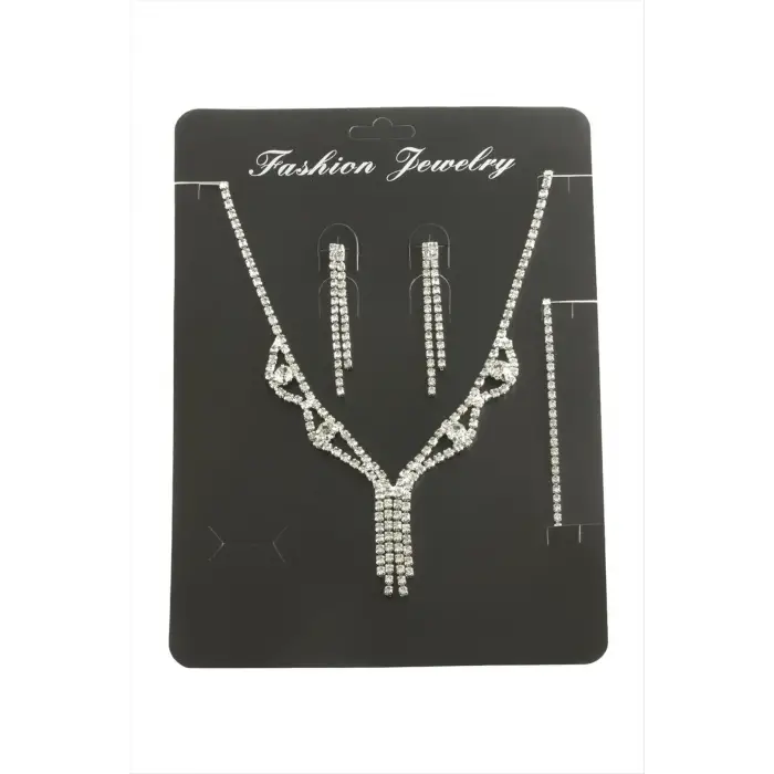 Sallantılı Taşlı Set Kolye