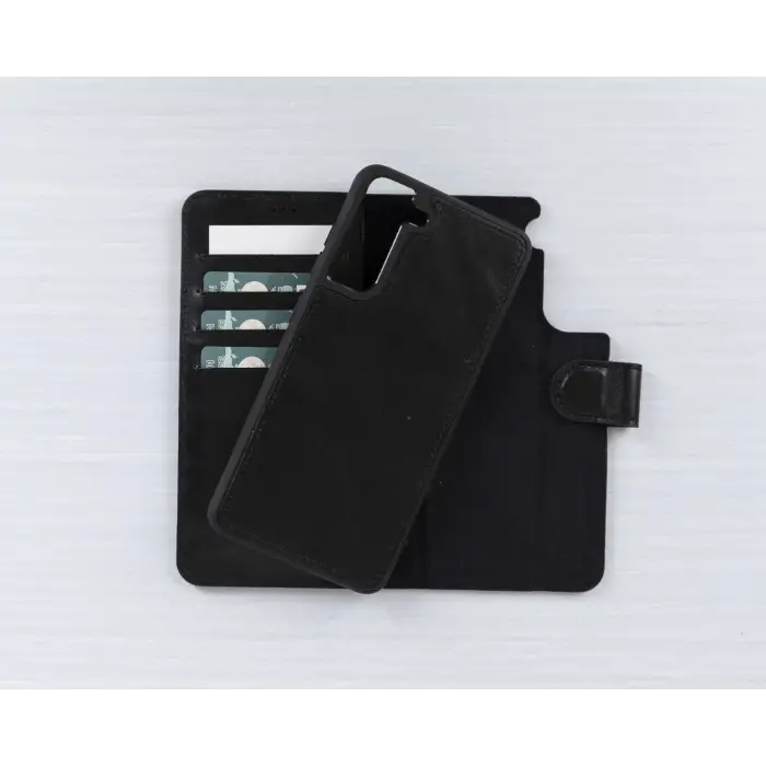 Samsung Galaxy S21 FE Uyumlu Deri Cüzdanlı Kılıf RST1 Siyah