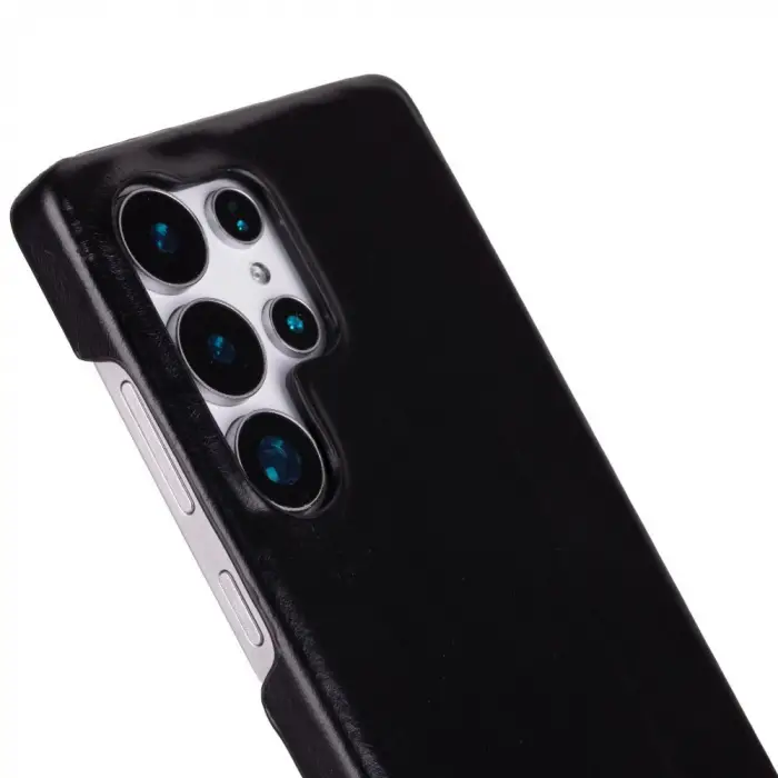 Samsung Galaxy S25 Ultra Uyumlu, Hakiki Deri, El Yapımı Arka Kapak, Kömür Siyah