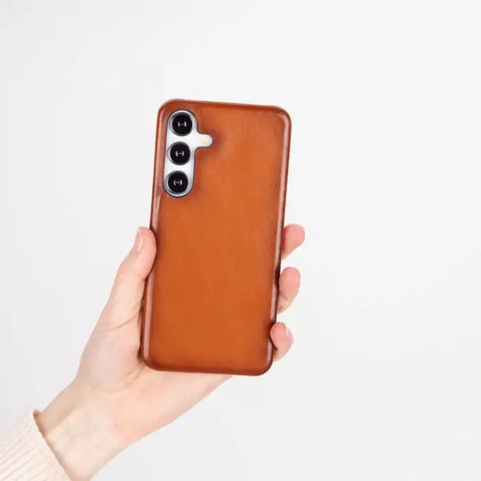 Samsung Galaxy S25 Uyumlu, Hakiki Deri, El Yapımı Arka Kapak, Gölgeli Taba