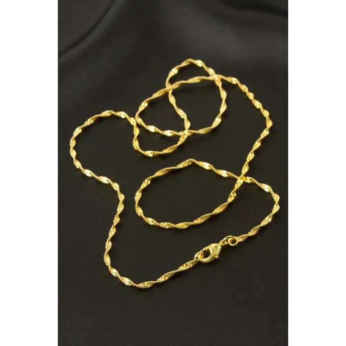 Sarı Renkli Bugulu Zincir Kolye