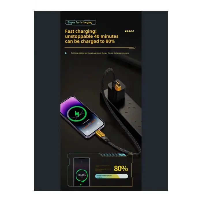 Şarj Kablosu 27W ve 65W Hızlı Şarj Type-C Iphone Hepsi İle Uyumlu Paraşüt İpinden Kopmaz Kablo