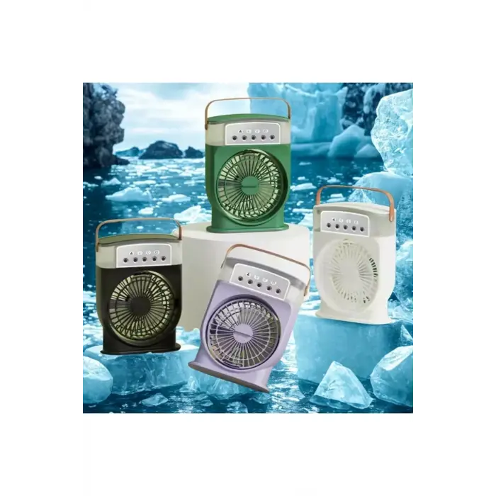 Şarjlı 600 Ml Su Hazneli Taşınabilir Masaüstü Vanilatör  Güçlü Fan Ve 2000 Mah Pil Beyaz