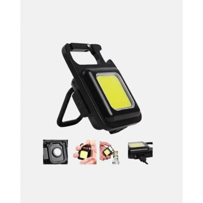 Şarjlı COB LED Anahtarlık Fener – 4 Modlu, Manyetik ve Katlanabilir Standlı