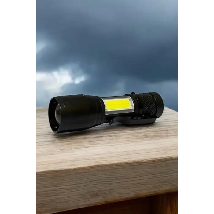 Şarjlı Metal Zoomlu El Feneri Işıldak Led Işık Taşınabilir El Lambası
