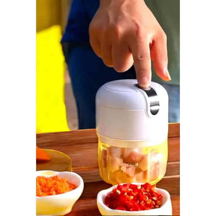 Şarjlı Portatif Doğrayıcı Mini Pratik Rondo El Doğrayıcı Üç Bıçaklı Çelik Bıçaklı