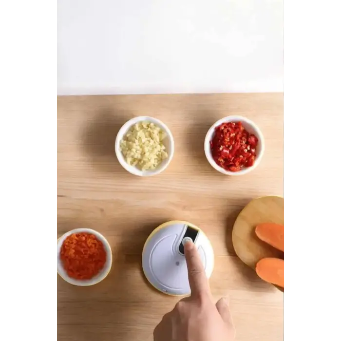 Şarjlı Portatif Doğrayıcı Mini Pratik Rondo El Doğrayıcı Üç Bıçaklı Çelik Bıçaklı