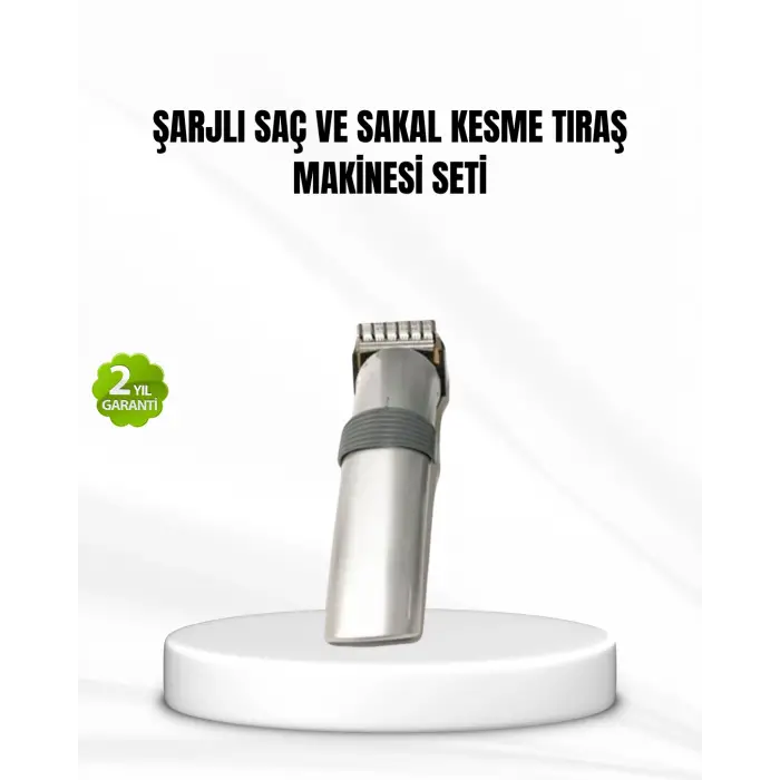 Şarjlı Saç ve Sakal Kesme Makinesi – Paslanmaz Çelik Bıçak, Ayarlanabilir Başlık