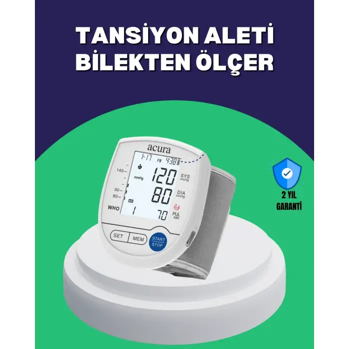 Şarjlı Ve Pilli Bilek Tansiyon Ölçer Dijital Ekran Hafıza Kayıtlı