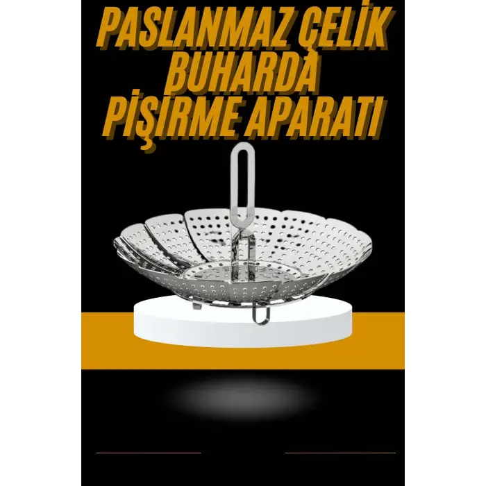 Sebze Haşlama Sepeti Paslanmaz Çelik Katlanabilir Buharda Pişirme