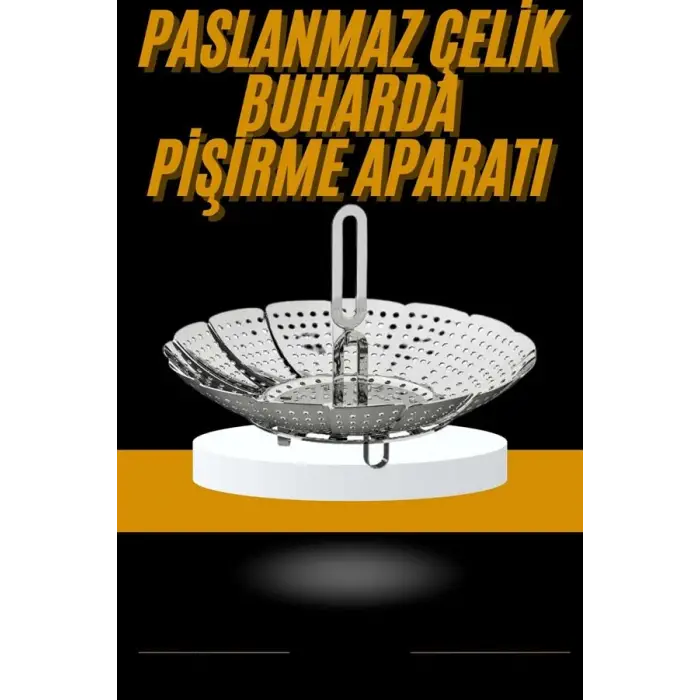 Sebze Haşlama Sepeti Paslanmaz Çelik Katlanabilir Buharda Pişirme