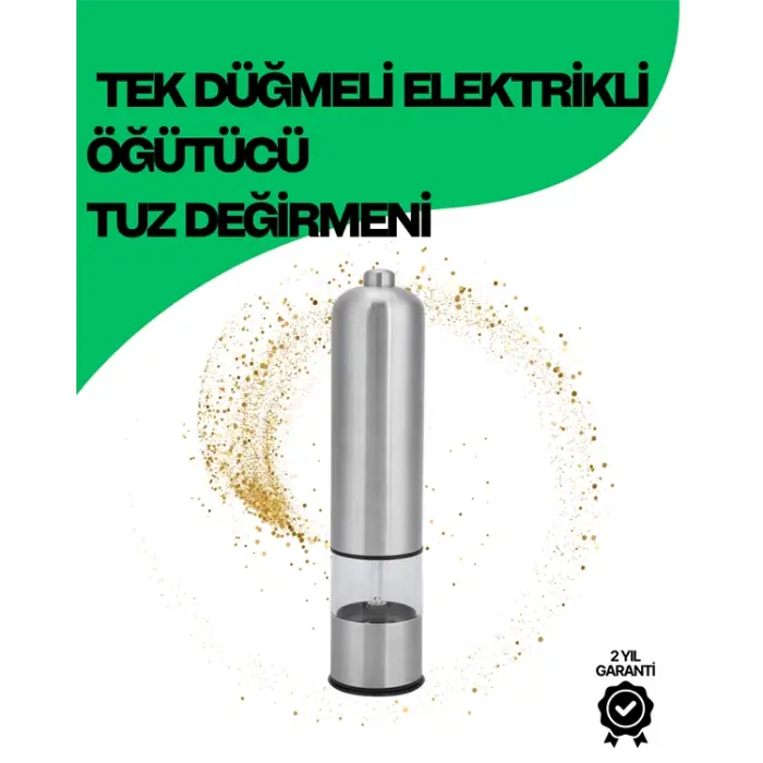 Şeffaf Hazneli Elektrikli Tuz Karabiber Öğütücü Pilli Taşınabilir Mutfak Aleti
