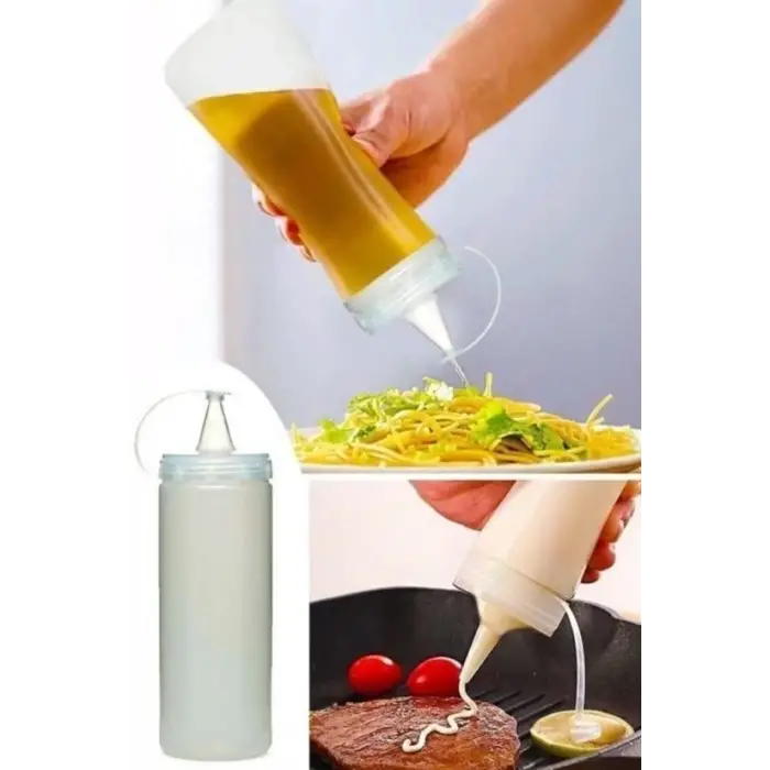 Şeffaf Kapaklı Sızdırmaz Yağlık Sosluk Şişesi Plastik Yağdanlık 400 Ml Ap-9028