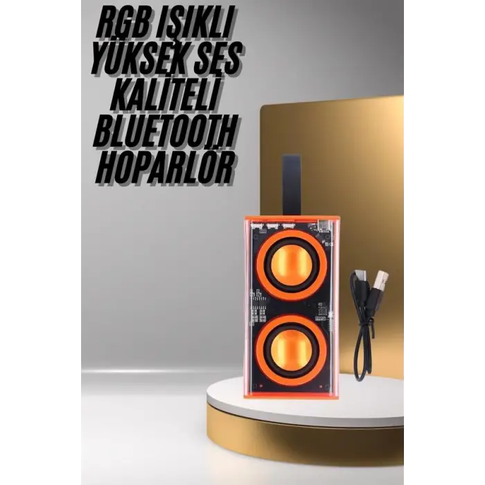 Şeffaf Taşınabilir Bluetooth Hoparlör Uzun Ömürlü Çift Hoparlörlü