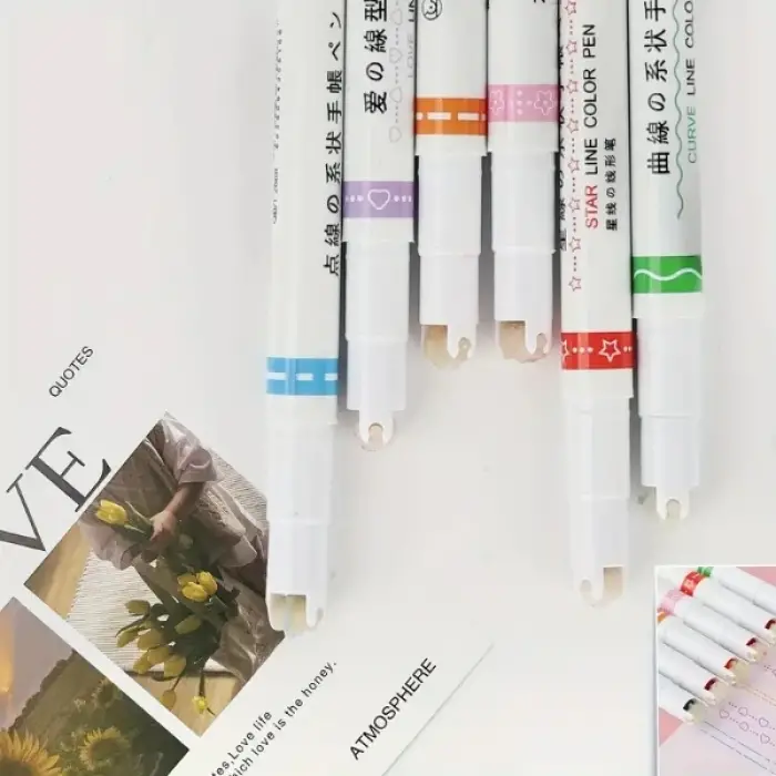 Şekilli Desen Baskılı 6lı Kalem Seti