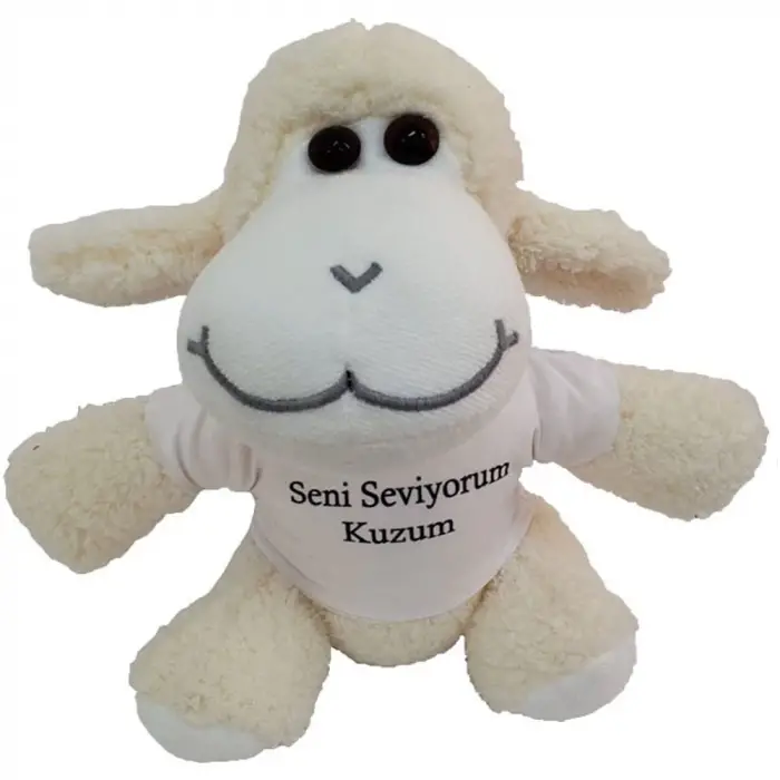 Seni Seviyorum Kuzum Tişörtlü Peluş Kuzu Oyuncak