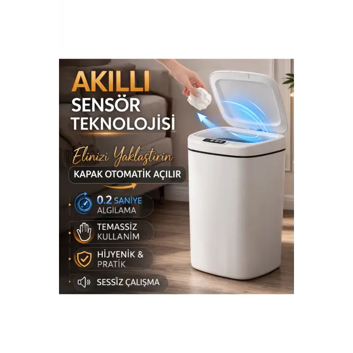 Sensörlü Çöp Kovası Otomatik Kapak Temassız
