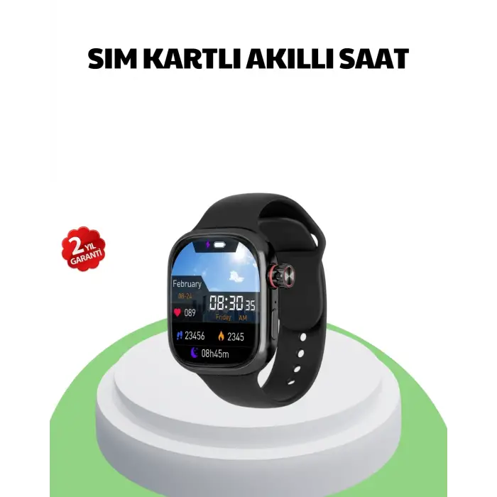 Sesli Arama Özellikli SIM Kartlı Siyah Akıllı Saat