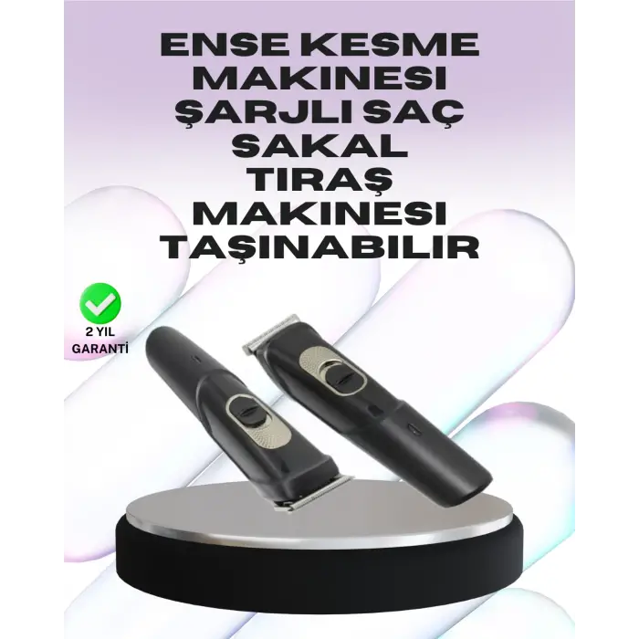 Sessiz Motorlu, Kablosuz Kullanımlı Şarjlı Saç ve Sakal Kesme Makinesi – Taraklı Set
