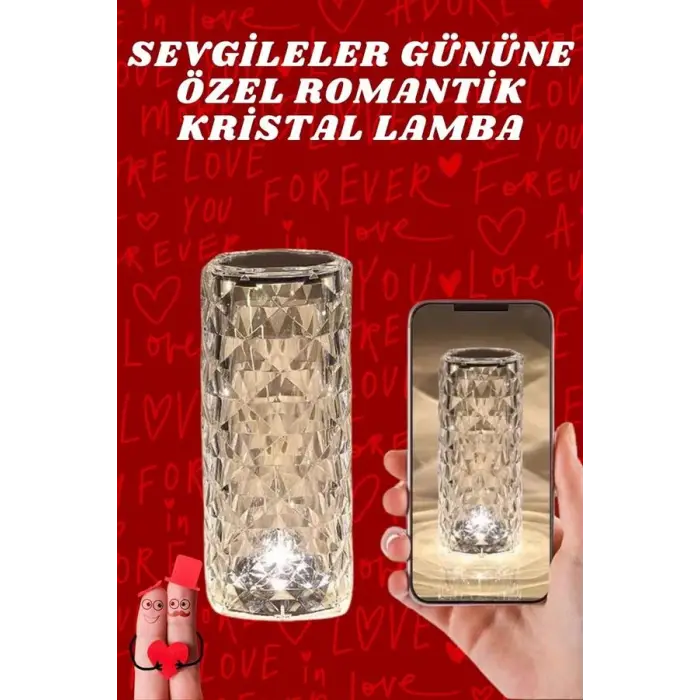 Sevgililer Günü İçin Hediye Kristal Lamba Sevgiliye Hediye USB Şarjlı Gece Lambası