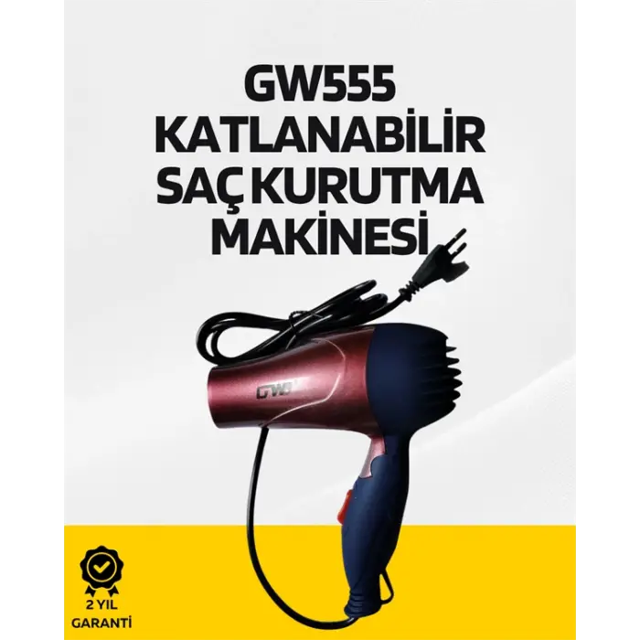 Seyahat Tipi Saç Kurutma Makinesi | 1500W Yüksek Performans, Katlanabilir ve Hafif Tasarım