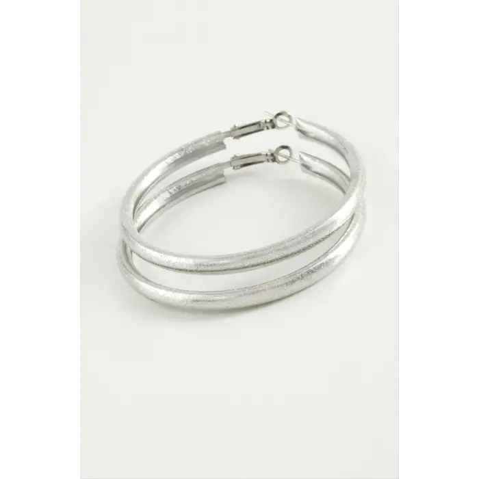 Simli Boru Halka Küpe 4,5 cm