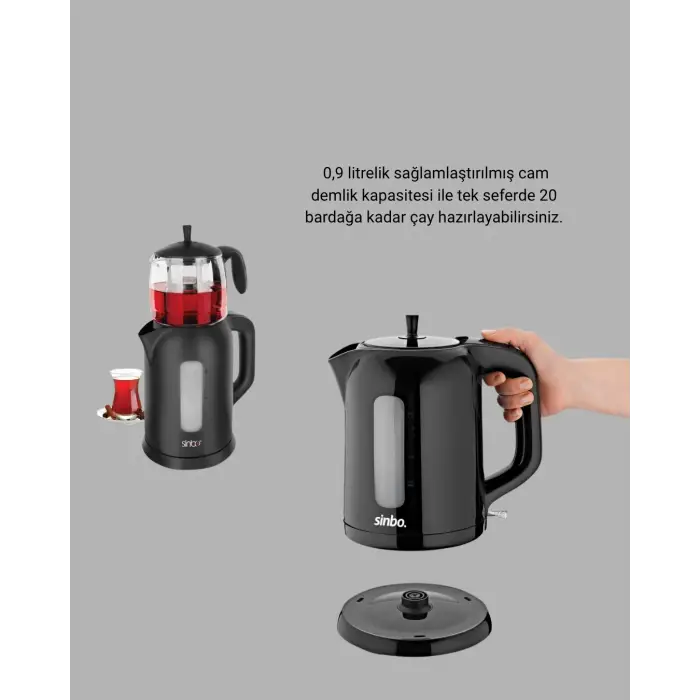 Sinbo STM 5840 Elektrikli Çay Makinesi 1800W Cam Demlik ve Sıcak Tutma Özellikli
