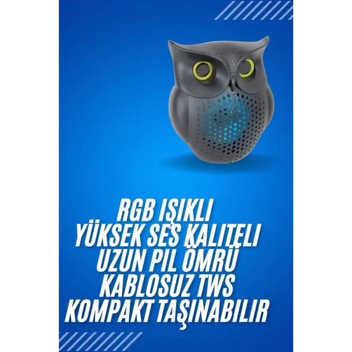 Siyah Bluetooth Hoporlör Baykuş Speaker Bluetooth 5.0 Bağlantılı