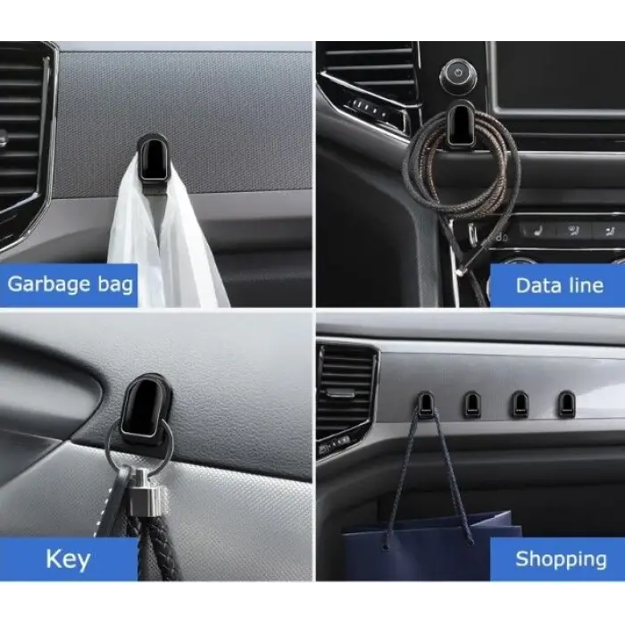 Siyah Çok Amaçlı Yapışkanlı Kanca 10 lu